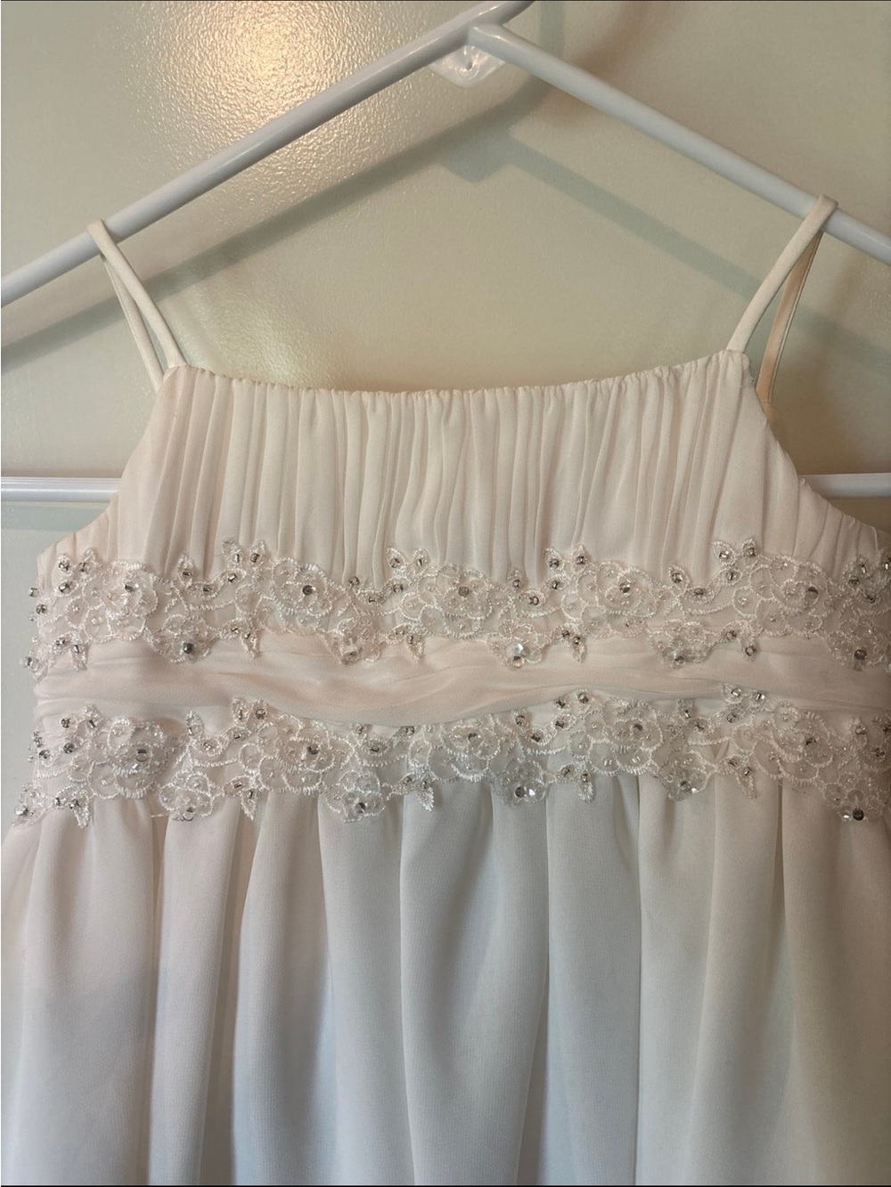 Girls Ivory Spaghetti-Strap Flower Girl Dress - Picture 2 of 8